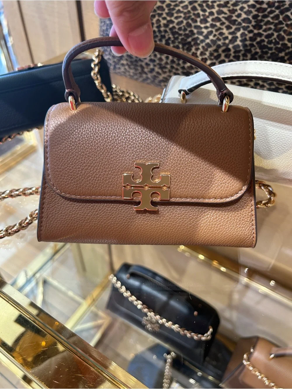Tory Burch Britten Shoulder & Top-Handle Bag mini - Brown suede new with ta